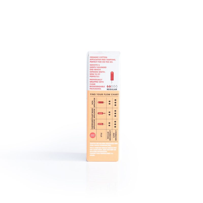 non applicator Tampons reverse view of box